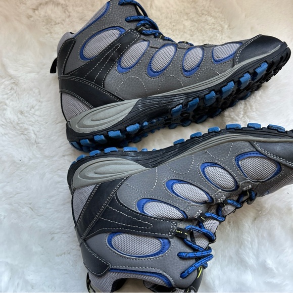 Merrell Boy's Grey/Blue Leather Hiltop Ventilator Mid Waterproof Hiking Boots 6 - Picture 12 of 16